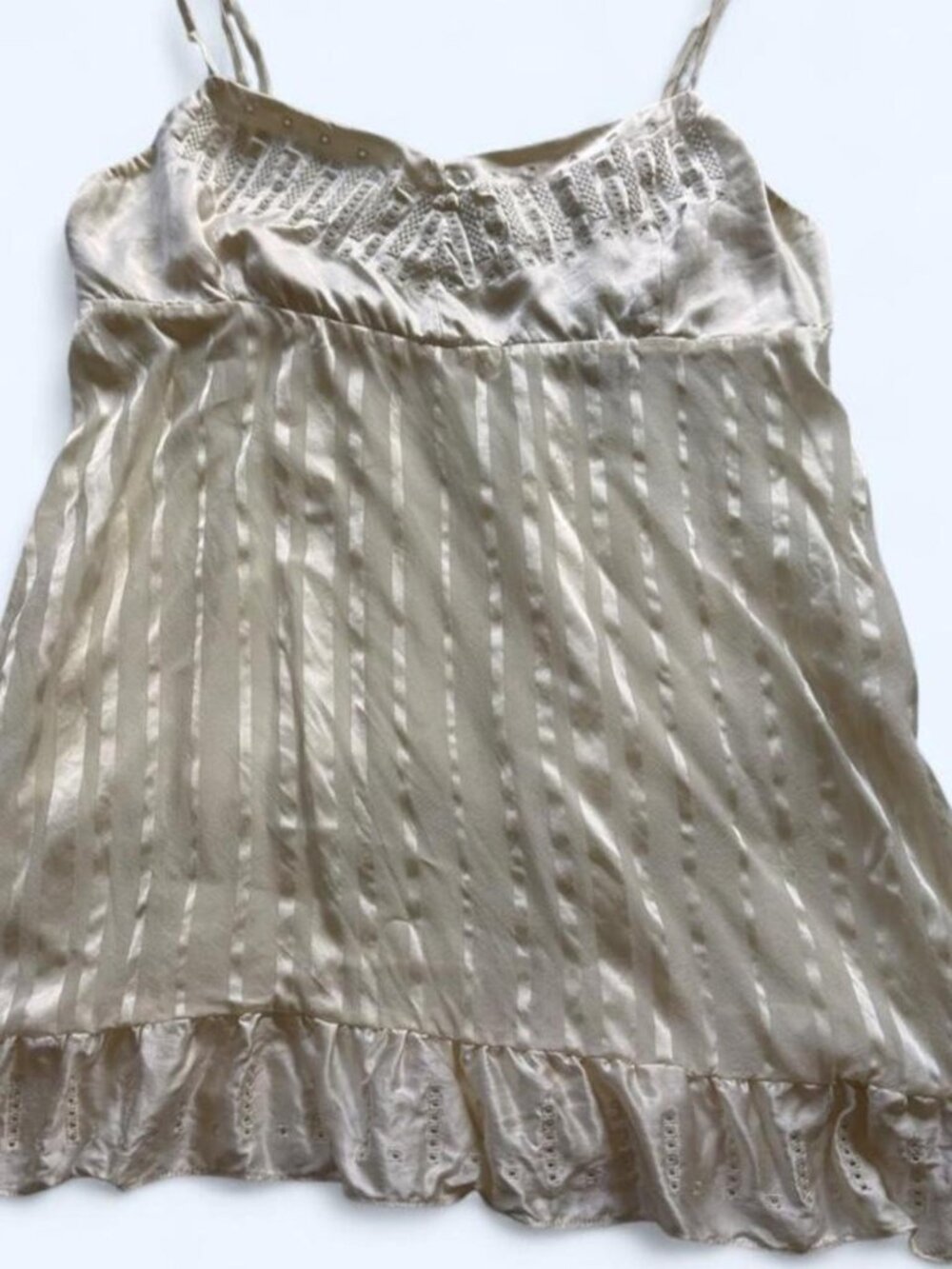 Y2K BCBG Max Azria Runway Silk Babydoll Cami Top Ivory Sz Sm